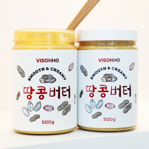 [VISONHO] 100% 무첨가 땅콩버터 피넛버터, 2개, 500g