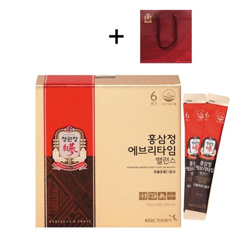 정관장 홍삼정 에브리타임밸런스 10mL 30포 / 개별 선물포장 및 쇼핑백동봉, 없음, 1개