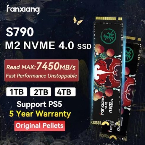 Fanxiang S790 M.2 SSD 1TB 2TB 4TB 최대 7450Mbs SSD NVMe M2 SLC 캐시 PCIe4.0 내장 솔리드 스테이트 드, 06 4TB 7450Mbs x2Pcs, 한개옵션1