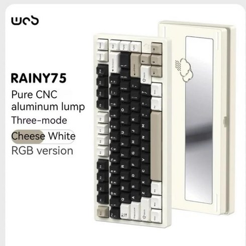 Wb Rainy75 기계식 키보드 고객 무선 블루투스 3 가지 모드 맞춤형 알루미늄 Tuo 핫 플러그 RGB 게임 선물, 01 Cheese White, 한개옵션2, 02 Snow Ink Axis