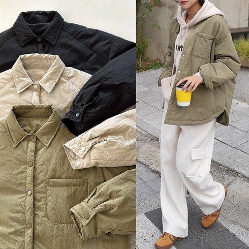 2023년 가성비 최고 패딩셔츠 - 하늘바라기 여성용 카일 루즈 또또 패딩 남방