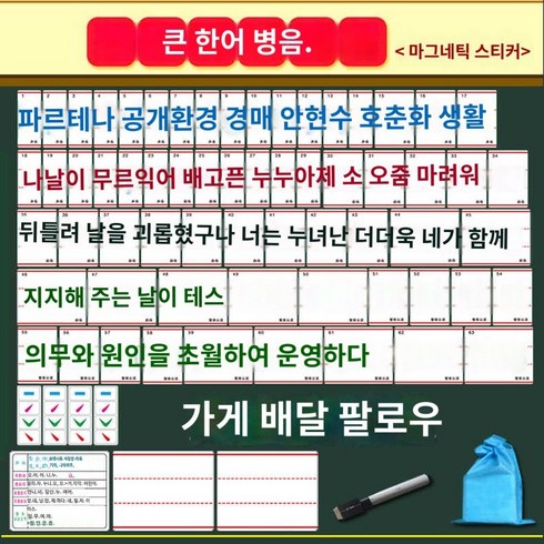 중국어화상수업 - 중국어 한어병음 칠판 자석 카드 중국어교구 기초중국어 학습도구, 병음카드-대 (교사용)