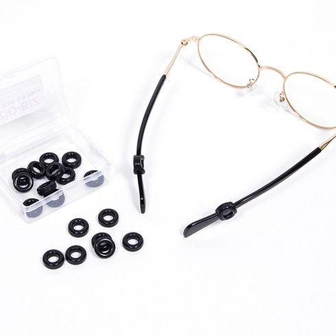 ZIO-BIZ 안경 귀고무 원형 20pcs 블랙 / 안경미끄럼방지 안경흘러내림방지 안경고정 안경테고정 안경다리팁 안경 실리콘 논슬립 귀고무