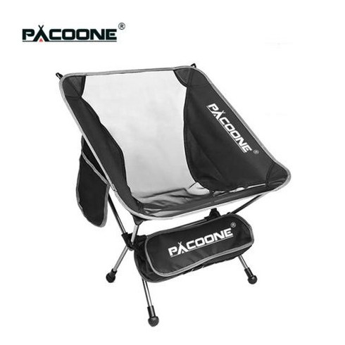 pacoone 의자 - 접이식 캠핑 의자 경량 PACOONE 휴대용 문 체어 여행용 알루미늄 야외 해변 낚시 피크닉 시트 도구, 1) Black