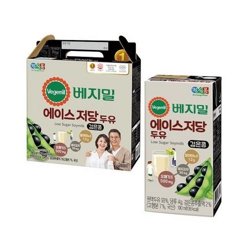 베지밀 에이스 저당 두유 190ml x 16팩, 16개