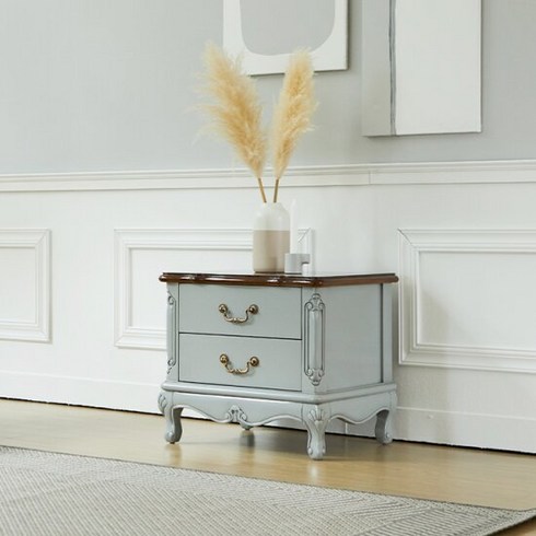 [리체갤러리] 빈티지엔틱 미엘 그레이 협탁서랍장, 단품