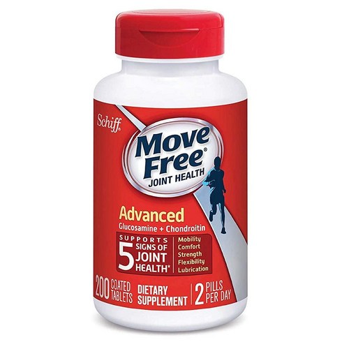 Schiff Move Free Advanced 200정 - 글루코사민과 콘드로이틴이 함유된 관절 건강 보충제, 1개