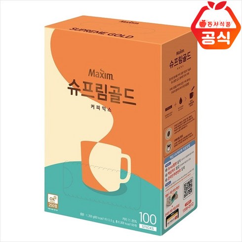 맥심 슈프림골드 커피믹스 100T (라떼크림함유), 13.5g, 100개입, 1개