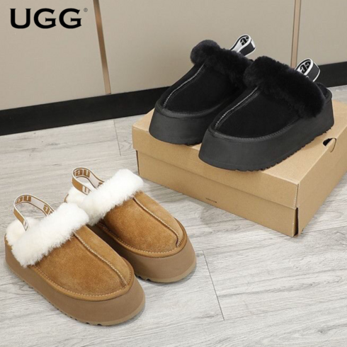 2023년 가성비 최고 면세점어그 - UGG 어그 슬리퍼 5cm 밴딩 키높이 양가죽 양털안감 통굽 겨울 실내화
