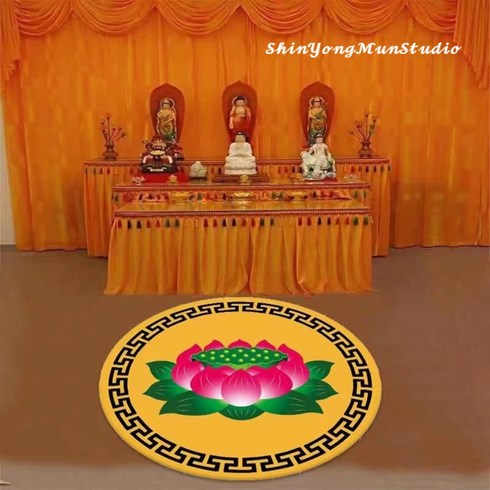 신용문스튜디오 불교용품 연꽃 원형 법당 카펫 사원 명상 매트 무속용품, 직경 120cm, G