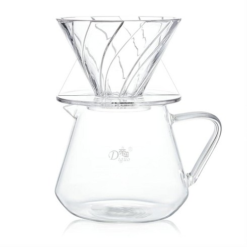 Momo's House Crystal Glass Aether 커피 드립 세트 350ml 파이렉스 유리 핸들 푸어 오버 커피 티 브루 포트 세트 필터 컵 포함 V60 드리퍼 세트