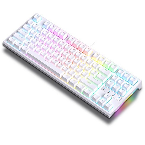KEYXGSUL R87 RGB 핫스왑 풀윤활 게이밍 기계식 키보드 황축, 흰색RGB