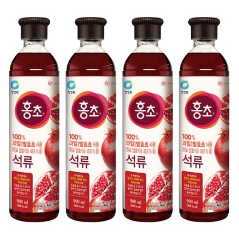 청정원 홍초 100% 자연발효초 사용 석류, 900ml, 4개