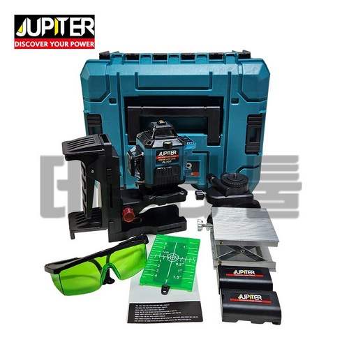 2023년 가성비 최고 주피터 레벨기 - 주피터 4D 레이저레벨기 세트 수직 수평 그린 레이져 셀프 인테리어 360도, 1개