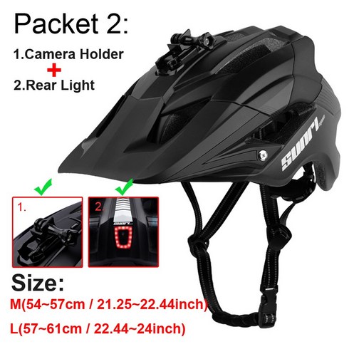 BOLER 자전거 헬멧 LED 조명 카메라 홀더 사이클링 헬멧 야외 스포츠 승마 MTB 도로 자전거 내리막 헬멧 남자, 01 l, 01 Black Packet 2