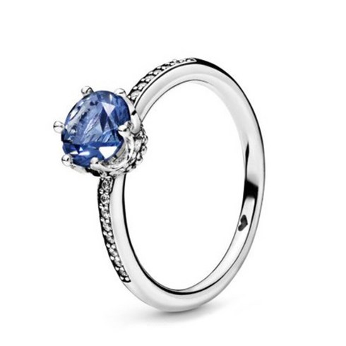 925 스털링 실버 클래식 반지 Blau Spirited Herz Ring Dazzling Gänseblümchen Offenen Ring Erde Ring