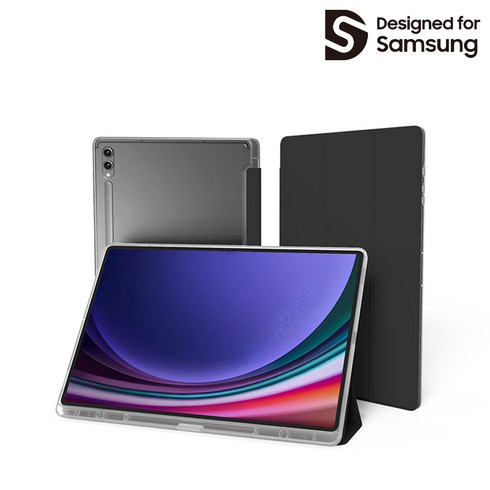 삼성 SMAPP 정품 갤럭시탭S9 플러스 울트라 북커버 케이스, 블랙