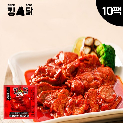 밥굽남 특왕 통다리 800g 4팩  매콤 만능소스 80g 4팩  - 킹닭 킹매운맛 닭다리살 100g x 10팩 통닭다리살 통다리살 식단관리 닭다리 순살, 10개