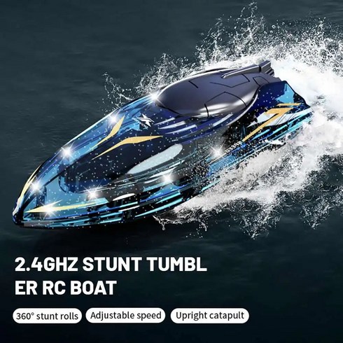 YTRC 802 RC 보트 2 4G 스턴트 360 롤링 LED 조명 5CH 전기 고속 방수 스피드 20 km h, 01. Black