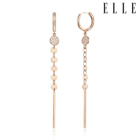 엘르 여성용 14K 서클 드롭 원터치 귀걸이 gold pin ELGPEE283