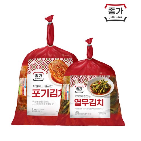 (종가집) 시원하고 깔끔한 종가 포기김치 5kg+열무김치 1.5kg, 1개, 6.5kg