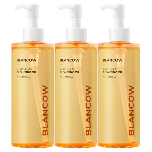 자연유래 100% 블랑카우 블랙헤드 모공 제로 딥 클렌징 오일 BHA, 3개, 300ml