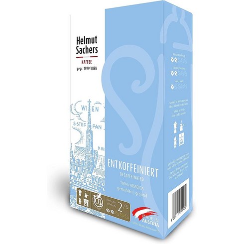 독일 헬무트 자허 커피 Helmut Sachers 100% 아라비카 디카프 라이트 로스팅 그라운드 분쇄 원두커피 500g, 1팩