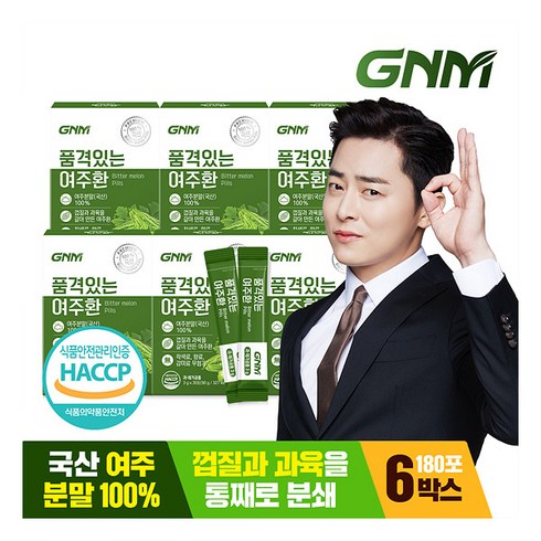 [GNM자연의품격] 품격있는 국산 여주환 스틱 3g x 6박스 (총 180포)/여주 분말, 90g, 6개
