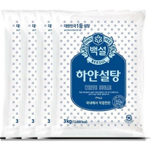 백설 하얀설탕, 3kg, 4개