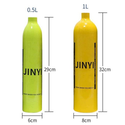 스코클 미니산소통 소형 탱크 수중 다이빙 실린더 1L, 밸브가 있는 1L 다이빙 탱크