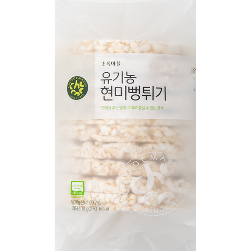 초록마을 유기농 현미뻥튀기, 3개, 70g