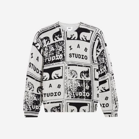 아이앱 스튜디오 x 오베이 페이디드 포스터 스웨터 그레이 멀티 IAB Studio x Obey Faded Posters Sweater Grey Multi