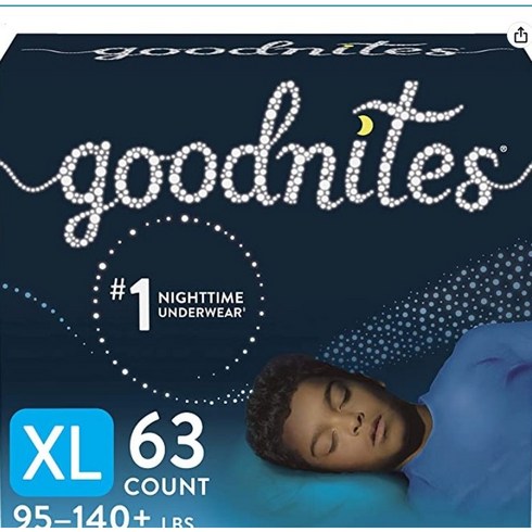 굿나잇 43kg이상 남아용 취침시간 트레이닝 입는펜티 언더웨어 1회용 63개입 /XL, 특대형(XL)