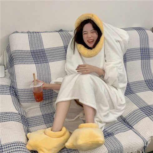 봉봉샵(신발포함)고라파덕 오리 인싸템 후드 루즈핏 동물 잠옷 가운