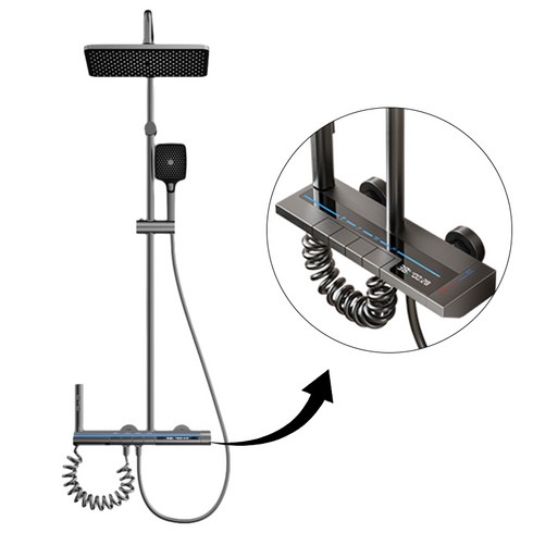 해바라기샤워수전 - ALLILIO 고급형 해바라기 샤워기 세트 독일기술 디자인 지능 항온 고화질 수온 디스플레이 30cm연장 막대기+증대된 크루스 커불리눔 증정, 해바라기 샤워기+연장봉, 1개