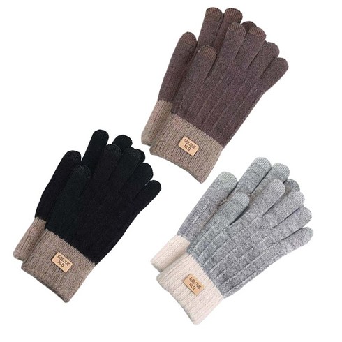 희야홈 겨울 스마트 터치 기모 털 장갑 3종세트