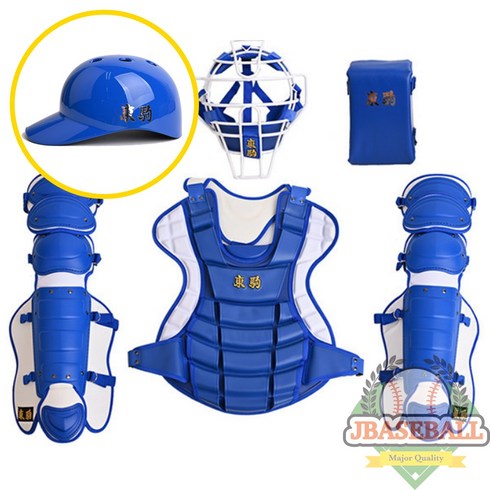 도쿠마 포수장비 풀셋트 화이트블루 헬멧 니쿠션 가방 포함, XL(60~61)