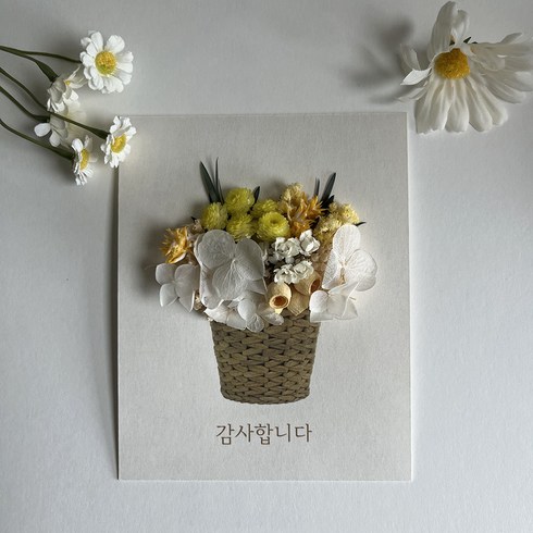 감사합니다 메세지 카드 프리저브드 플라워 카드, 한글(감사합니다)