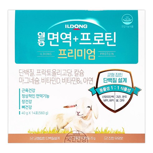 일동 면역 프로틴 프리미엄 40g x 14포 단백질 마그네슘 비타민, 560g, 1개