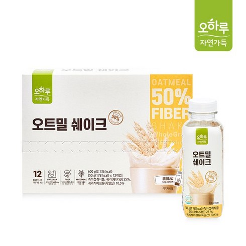 [오하루 자연가득] 오트밀 쉐이크 12입X1박스, 50g, 12개