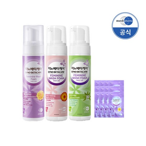 지노베타케어 여성청결제 폼타입 젠틀(200ml) + 데오(200ml) + 쿨앤(200ml) + 파우치 12매, 젠틀200+데오200+쿨앤200