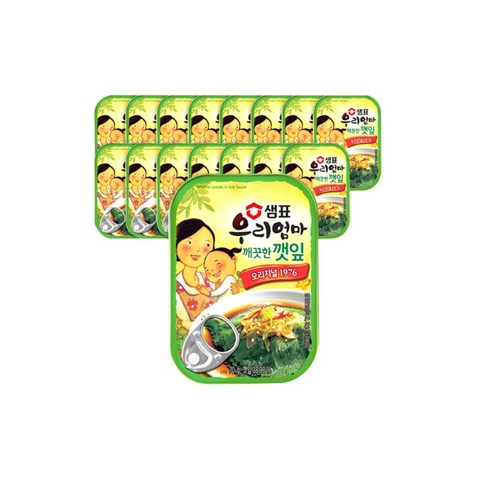 깻잎통조림 - 샘표 우리엄마 깻잎 깨끗한맛, 70g, 16개