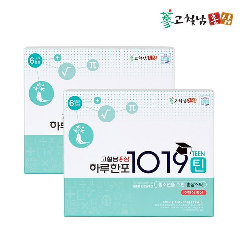 (주)고철남홍삼 1+1 고철남홍삼 전체식 청소년홍삼스틱 1019틴 10ml x 30포, 60포