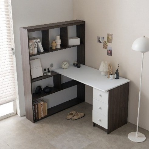 책장책상 - 아도라퍼니처 책상 책장 책상세트 1200, 월넛, 월넛