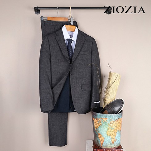 지오지아 슬림 그레이 글렌체크 미라클 정장세트 ABB4SB1202 ABB4SP1202 CGR