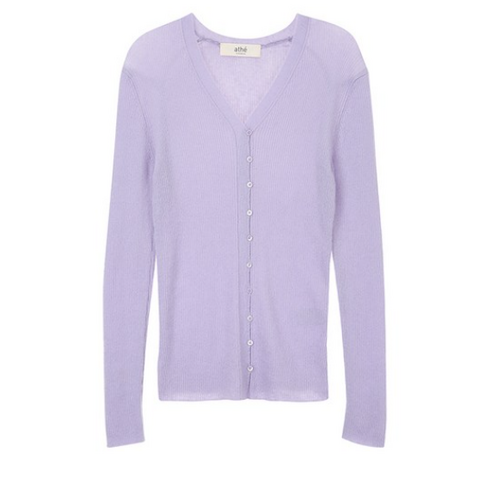 아떼바네사브루노 여성용 단색 울혼방 브이넥 가디건 VLSW2D465