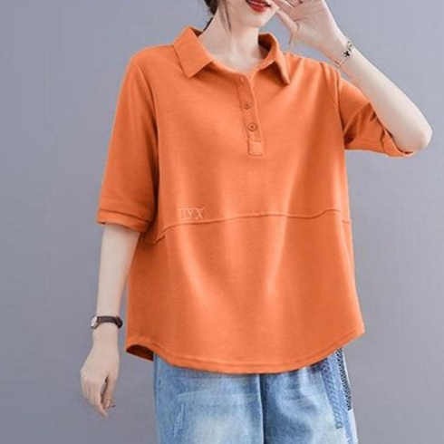 오버핏 가로 절개 카라 티셔츠(5color)