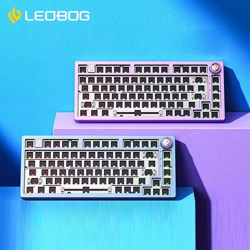 [chengyi] LEOBOG Hi75 유선 알루미늄 핫스왑 기계식 게이밍 키보드 키트-축체+키캡 미포함 버전, 블랙-RGB버전(축체 키캡 미포함)