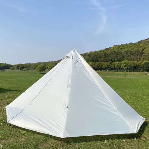 피라미드 텐트 대피소 2-4 인 한 방 대피소 320x320x160cm 굴뚝 캠핑 텐트, 03-White