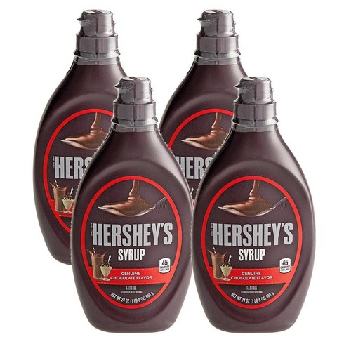 허쉬초코시럽 - HERSHEY'S 허쉬 제뉴인 초콜릿 시럽 초코 소스 680g (4개) Genuine Chocolate Syrup, 4개